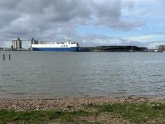 Looking back across the River Itchen towards the docks